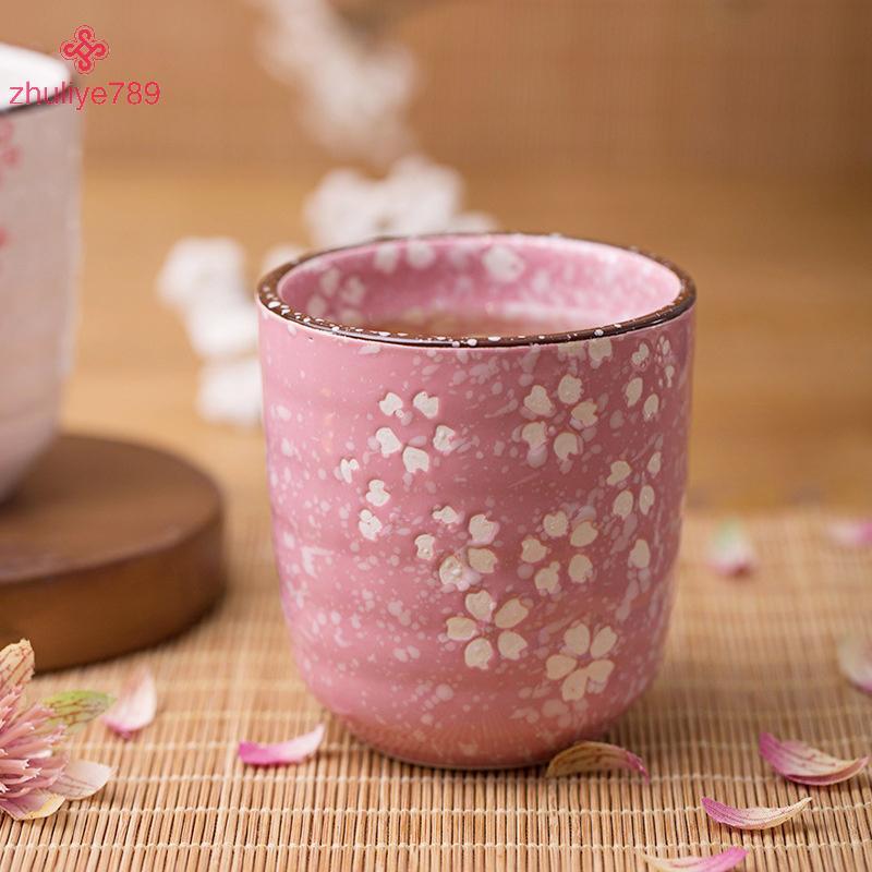 <zhuliye789> สไตล์ญี่ปุ่นKung FuชาเซรามิคUnderglaze Porcelainถ้วยชาเจ้าของบ้านSub-Cupถ้วยชาแก้วสีชมพ