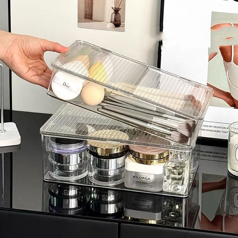 MUKUKU กล่องใส่ของจัดระเบียบโต๊ะทำงาน โปร่งใสลิ้นชัก มีฝาปิด มินิมอลเหมาะกับทุกห้อง - รูปที่ 6