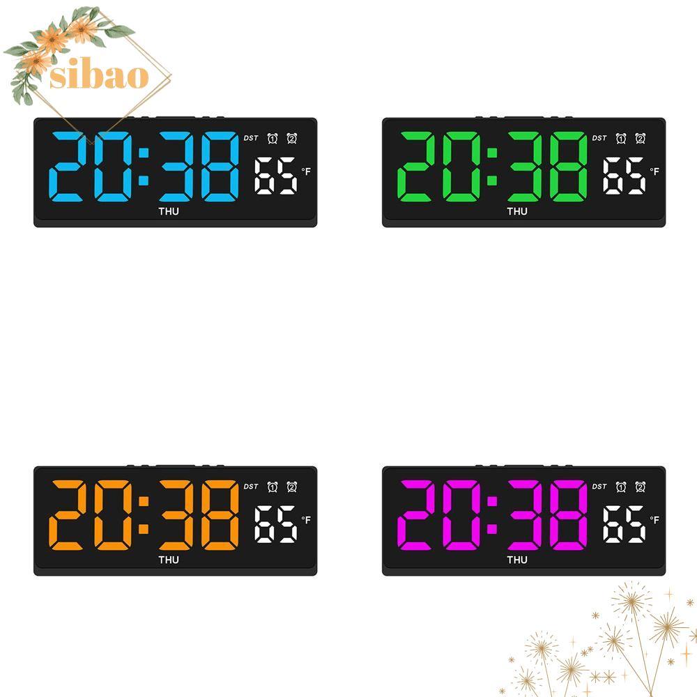 SIBAO นาฬิกาแขวนอิเล็กทรอนิกส์ LED ดิจิตอล แสดงอุณหภูมิและวันที่ ปรับความสว่างได้ 3 ระดับ ปลุก 2 ชุด
