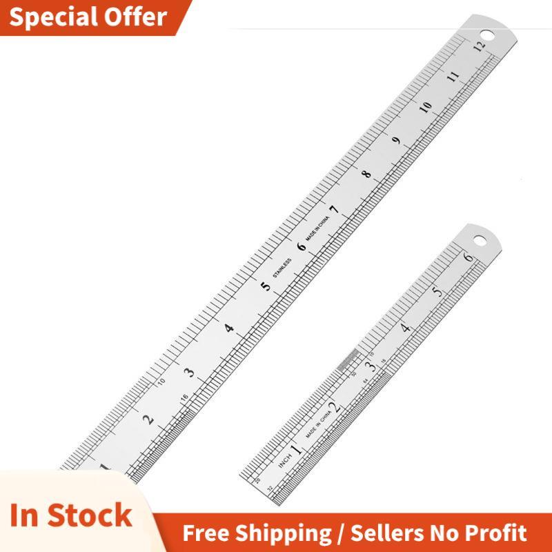 ไม้บรรทัดสแตนเลส 12 นิ้ว + ไม้บรรทัดโลหะ 6 นิ้ว