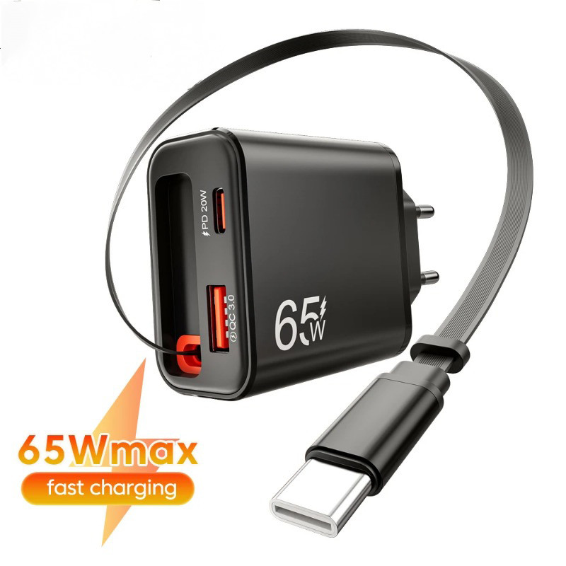 65W Super Fast Charge ประเภท C ชาร์จโทรศัพท์ USB C แบบพับเก็บได้สําหรับ Ip Sam POCO Xiaomi QC 3.0 USB Wall Charger