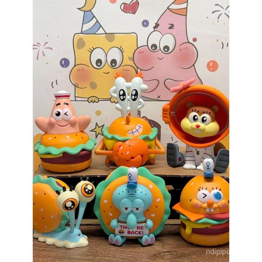 SpongeBob SquarePants Burger King Package Crab Burger น่ารักการ์ตูนรูปเดสก์ท็อปตกแต่งตุ๊กตาของเล่นวั