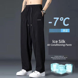 Suikone กางเกงกีฬาลําลองผู้ชายผ้าผ้าไหมน้ําแข็งสไตล์ฮาราจูกุ…