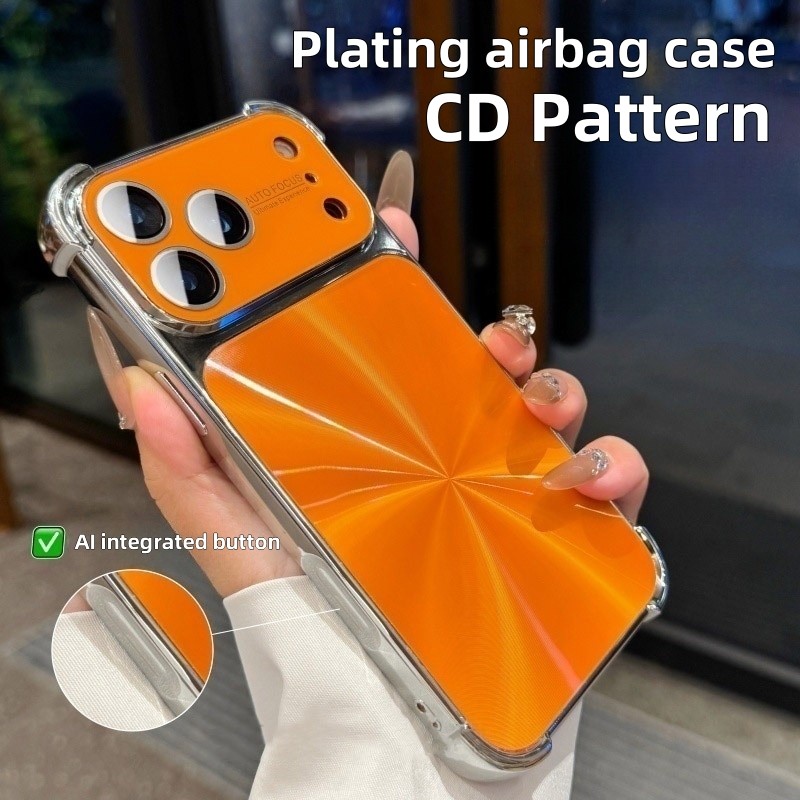 ชุบ หน้าต่างขนาดใหญ่รูปแบบซีดีเคสนิ่มสําหรับ ไอโฟน 17 16 15 14 13 มือโปร สูงสุด พร้อมเลนส์ถุงลมนิรภัยป้องกันฝาครอบกันกระแท