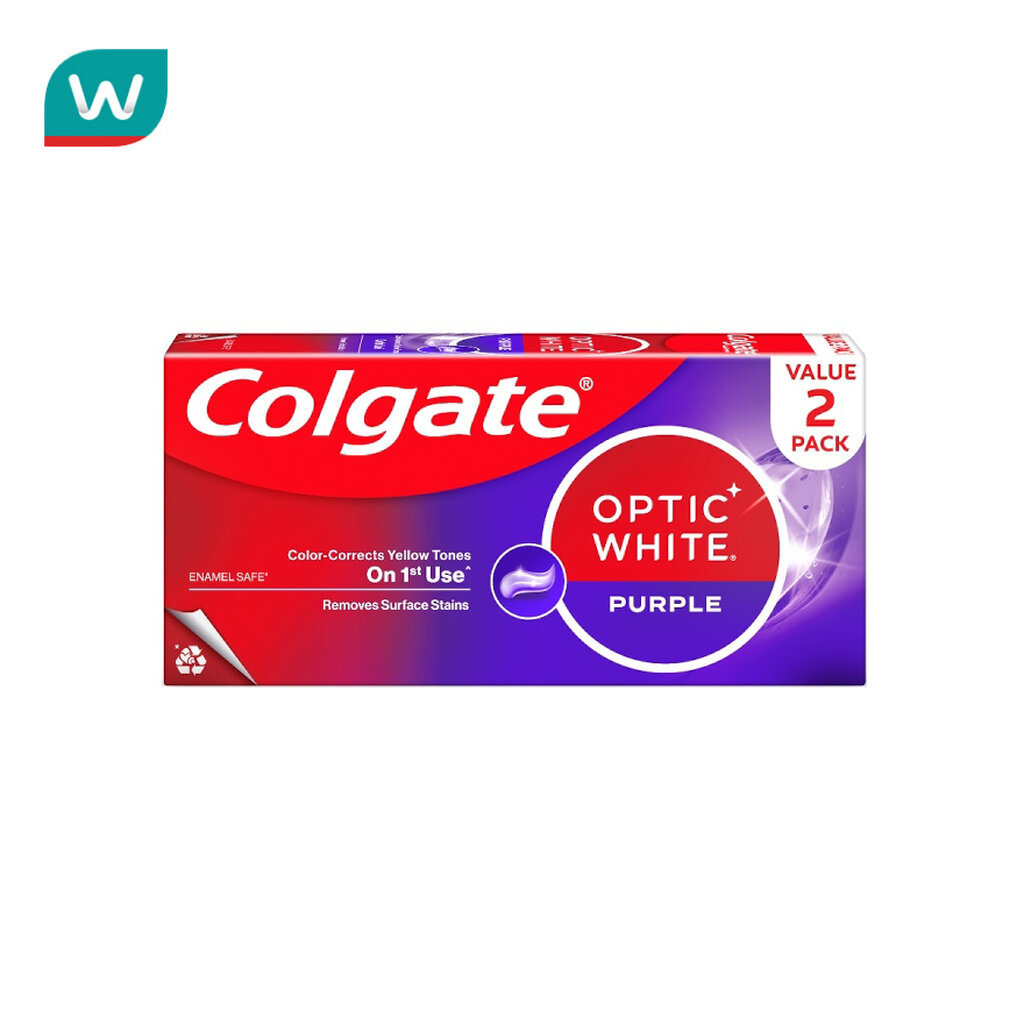 Colgate คอลเกต ยาสีฟัน อ๊อพติค ไวท์ เพอร์เพิล 100 กรัม แพ็คคู่