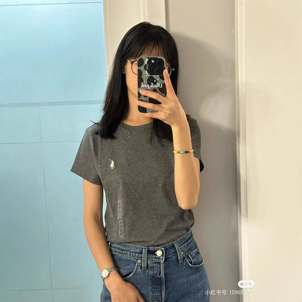 XWKR Ralph*RL Ralph*RL Embroidered Men's and Women's Round Neck Short Sleeve T Shirt versatile casua