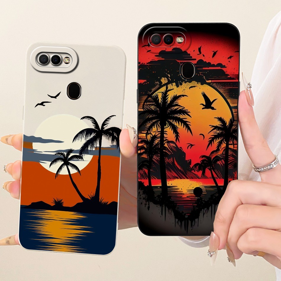 สําหรับ OPPO A5S AX5S AX7 A7n A7 A11k A12 A12s เลนส์ป้องกันกรณีแฟชั่น Dusk Beach ภาพวาดซิลิโคนอ่อนนุ