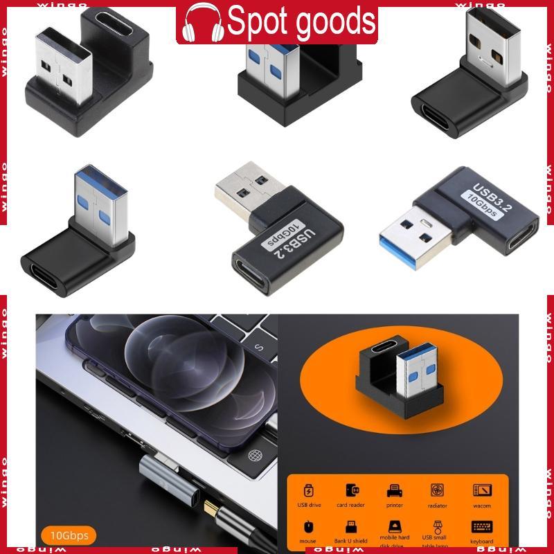 WIN 90 องศาขวาลงมุม USB3 0 ชายประเภท C หญิงอะแดปเตอร์สําหรับแล็ปท็อปพีซี Chargers EXTENSION Conve