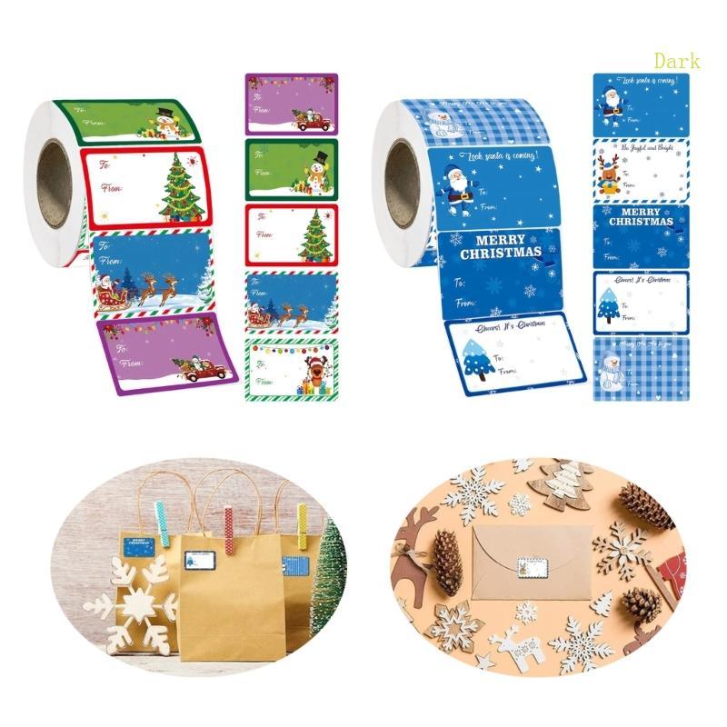 Dark 400 ชิ้นคริสต์มาสชื่อ Tagged สติกเกอร์ฉลากกาวในตัวสําหรับกระเป๋ากล่องห่อกระดาษตกแต่งคริสต์มาส T