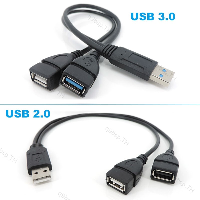 Y สายไฟ USB2.0 ชาย 2Dual USB หญิง splitter คู่ USB 2.0 3.0 Extension A-Male ชาย 2 A-Female หญิง Conv