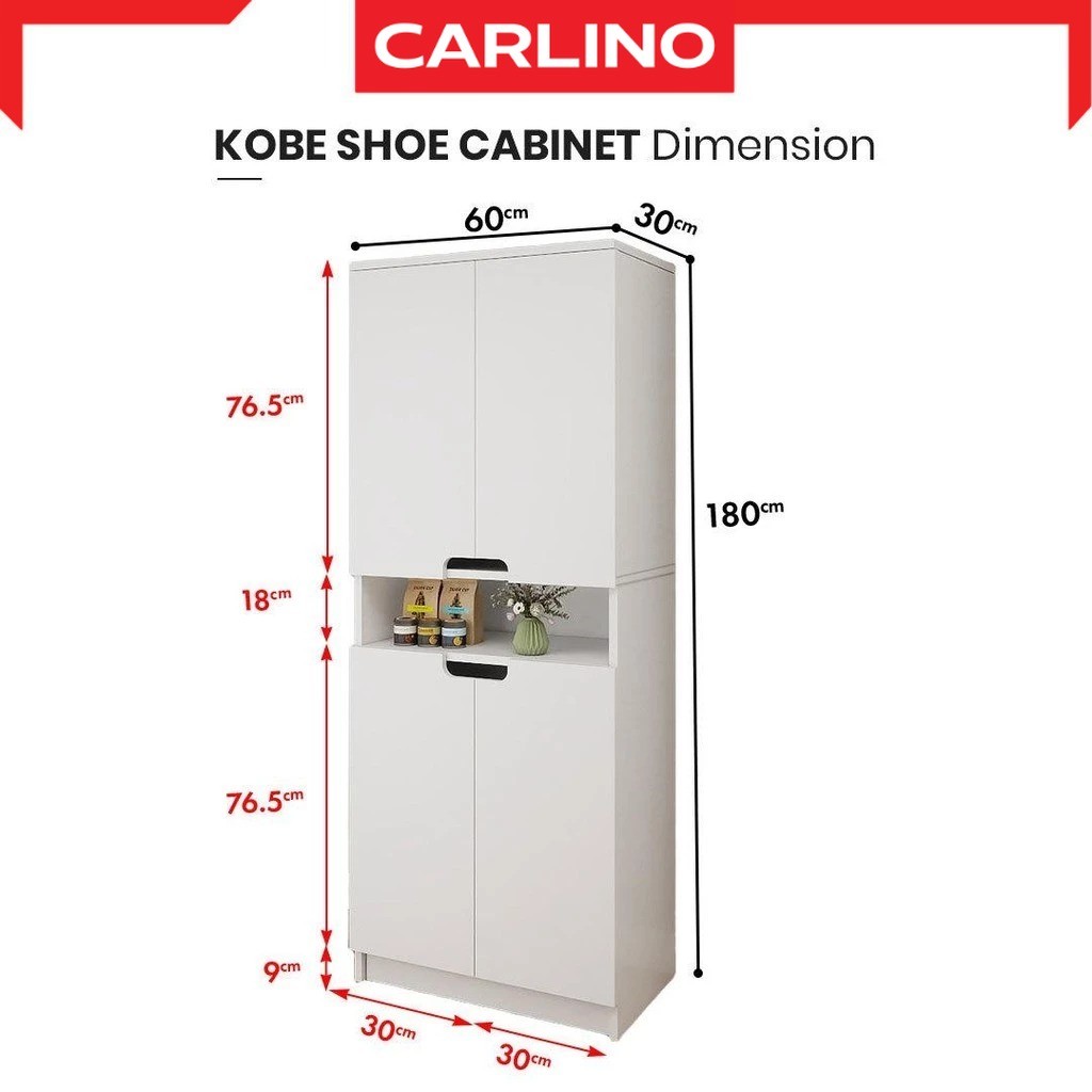 พร้อมส่ง!! KOBE ตู้เก็บรองเท้า ชั้นวางรองเท้า ตู้รองเท้าไม้ วางของได้ ระบายอากาศได้ดี ไม่อับ/ KOBE Shoe Cabinet - รูปที่ 4