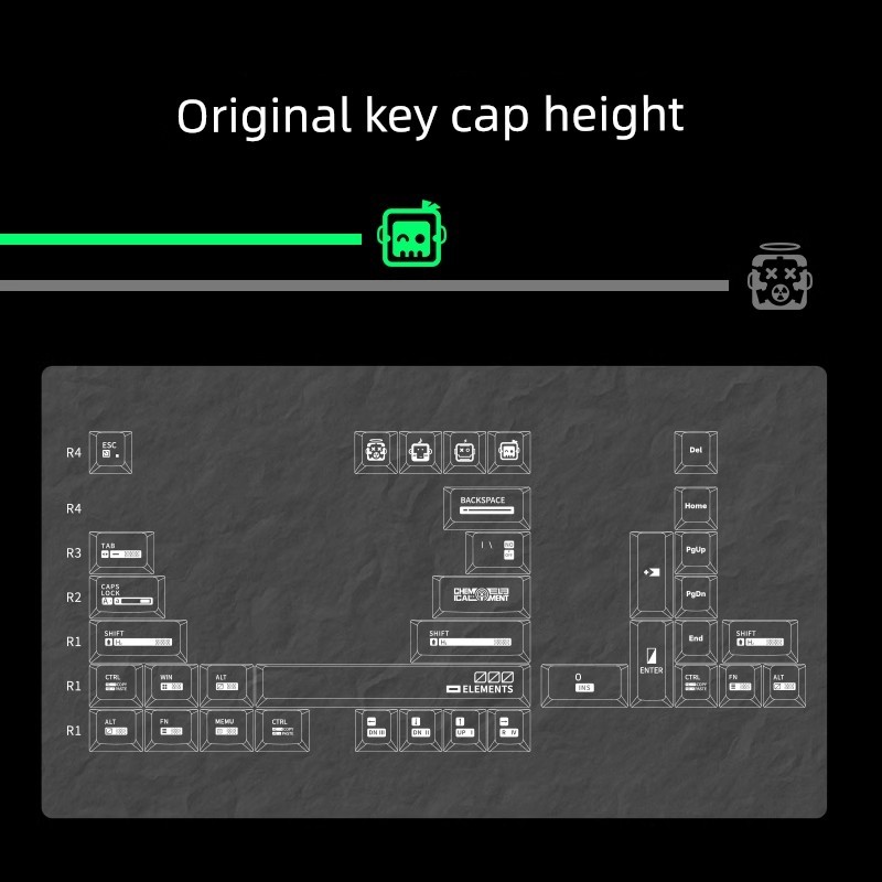 keycap ไฟลอด keycap Black Jue AKH036 ปุ่มกดโปร่งใส PC Frosted RGB คีย์บอร์ดแบบกลไกแบบกําหนดเอง made6