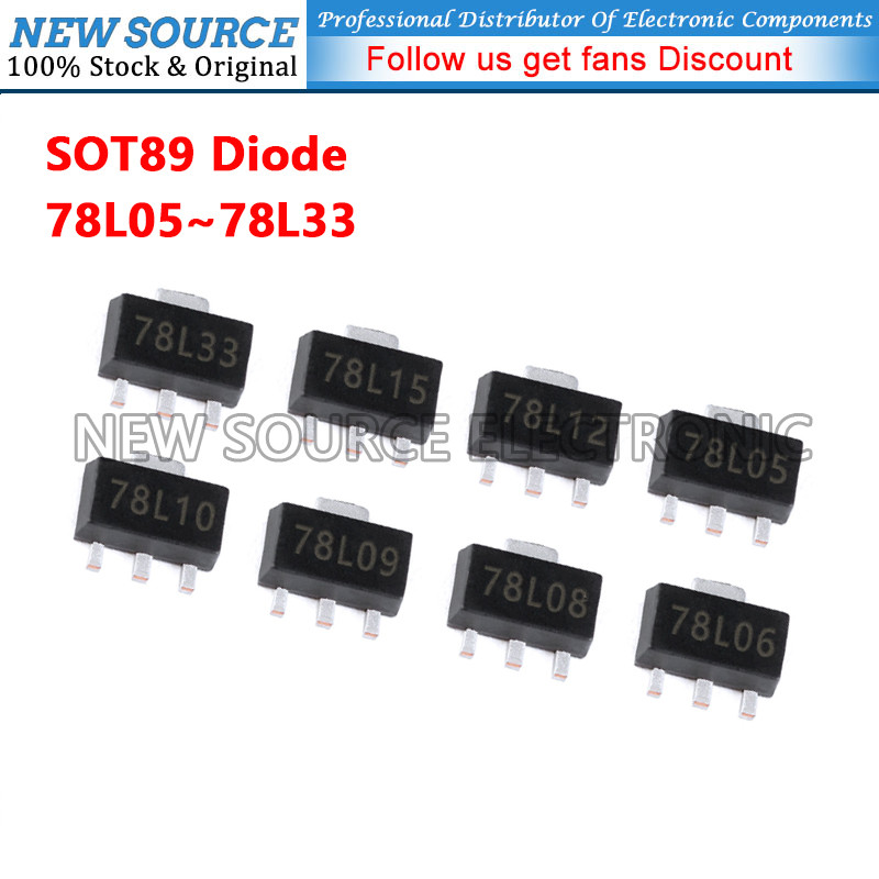 [10-50 ชิ้น] 78L05 78L06 78L08 78L09 78L10 78L12 78L15 78L33 SOT89 SMD แรงดันไฟฟ้าเสถียรไดโอดแหล่งให
