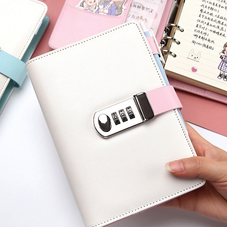 Hot Sale#High-Value Password Lock Loose-Leaf Journal Multifunctional Lockable Diary Notebook Student