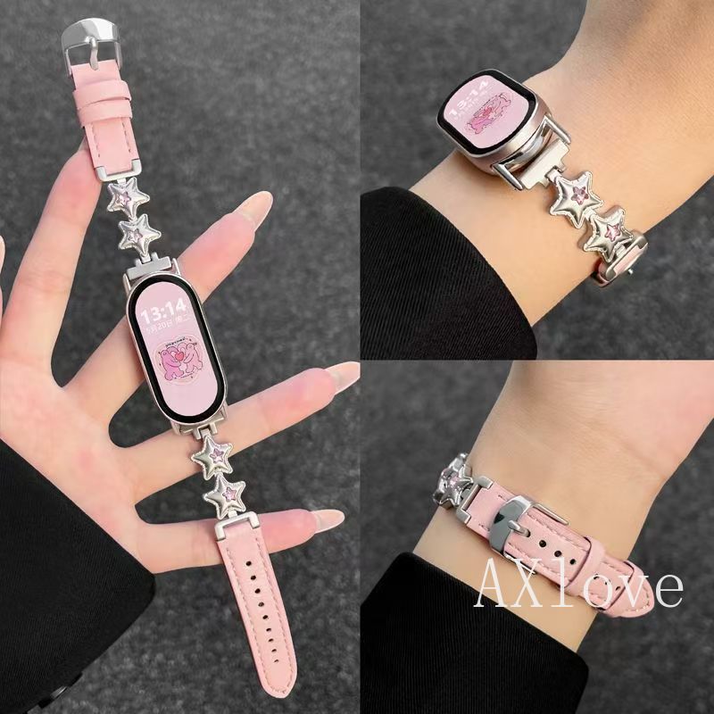ดาวแฟชั่นสายหนังสําหรับ เสี่ยวหมี่ ไมล์ วงดนตรี 10 9 8 7 6 5 4 3 สายรัดข้อมือสําหรับ ไมล์band10รุ่นเซรามิกสร้อยข้อมือสายนาฬิกา