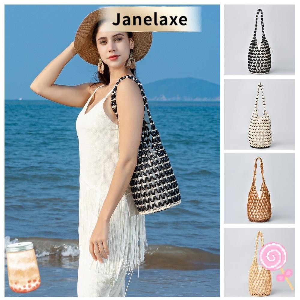 Janelaxe Bohemian Handcrafted Beaded Wood Decorated Fashion Women Handbag