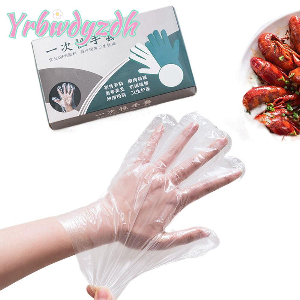 YRBWDYZDH 100ชิ้นถุงมือทําความสะอาด,เวลากรดทํางานความปลอดภัยถุงมือทิ้ง,ครัวเรือนอาหารเกรดลื่นโปร่งใสน้ํายางฟรีถุงมือ