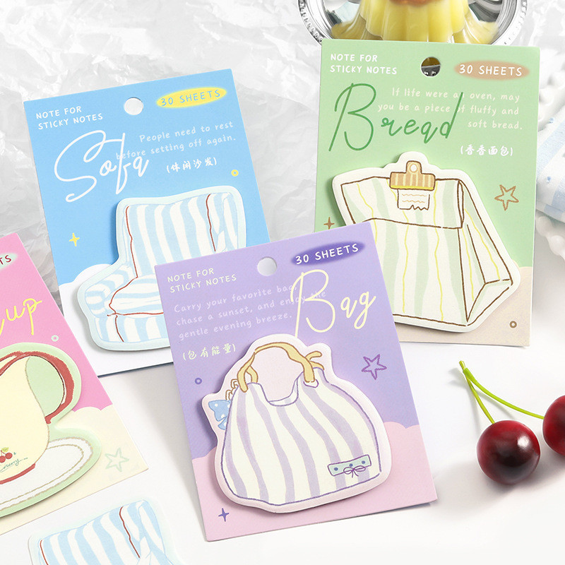30 ชิ้นน่ารัก Kawaii ขนมปังถ้วยรูปร่าง Sticky Notes การ์ตูน Sticky Memo Pads Kawaii ขนาดเล็ก Self-Stick Memo Note Pad สํานักงานโรงเรียนอุปกรณ์