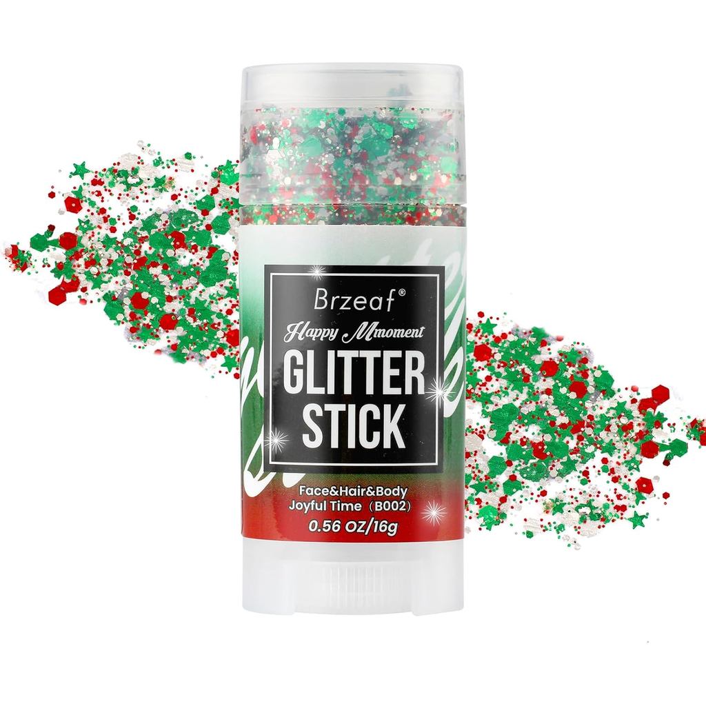 Brzeaf กันน้ํา Face และ Body Glitter Stick, Shimmery & Long Lasting, Christmas Hair Eyeshadow Face B
