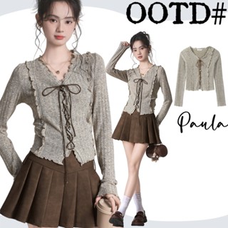 Paula พร้อมส่ง🌴เสื้อแขนยาวผู้หญิง🌴สีน้ำตาลดีไซน์เรียบหรูเสื้…