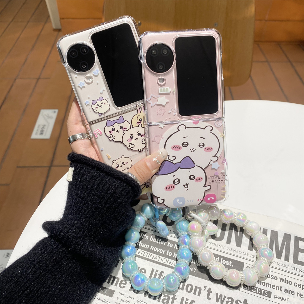 น่ารัก chiikawa สร้อยข้อมือ เคส Oppo Find N2 N3 Flip Case ป้องกันการตก PC อะครีลิค โปร่งใส โทรศัพท์พ