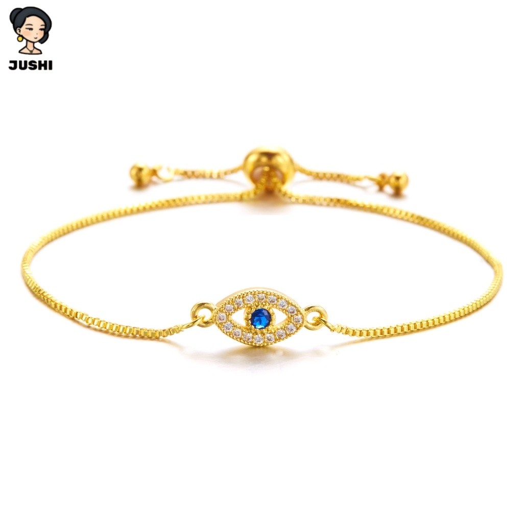 JUSHI สร้อยข้อมือปรับขนาดได้ ลายตาแมวดาว สำหรับผู้หญิง สไตล์บอยHEMEียน เครื่องประดับสวยงามและเหมาะสำหรับมอบเป็นของขวัญ