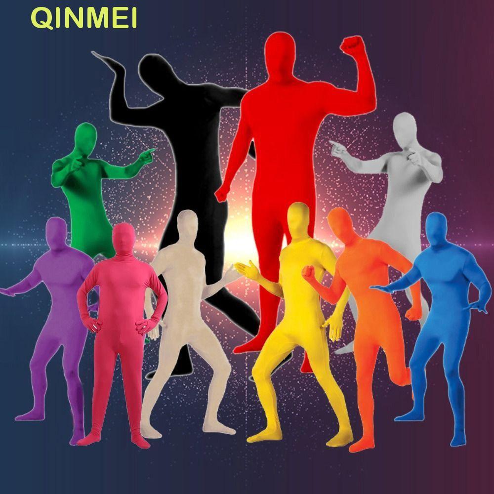 QINMEI Zentai เด็ก, ชุด Spandex สำหรับเด็ก, bodysuit สีหลากหลายสำหรับสาว