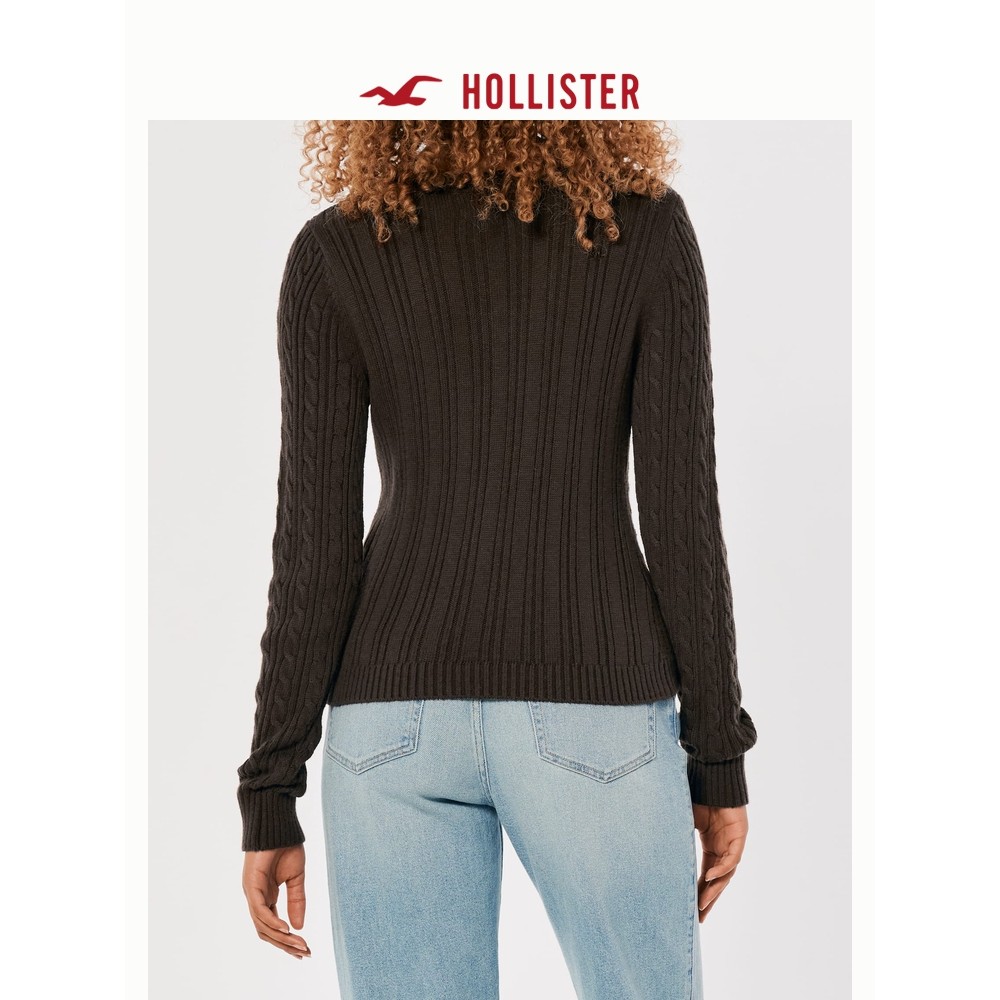 Hollister เสื้อกันหนาวผู้หญิง ทรงแขนยาว ดีไซน์เพรียวบาง ลาย Twist สำหรับทุกวัน