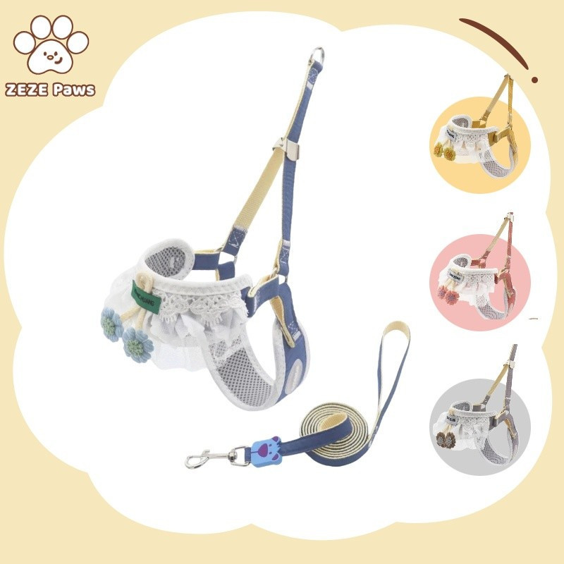 ZEZE Paws เสื้อรัดอกแมว สายจูงสัตว์เลี้ยง สายจูงสุนัข สายจูงหมา ที่รัดอกพร้อมสายจูง สามารถปรับระดับไ