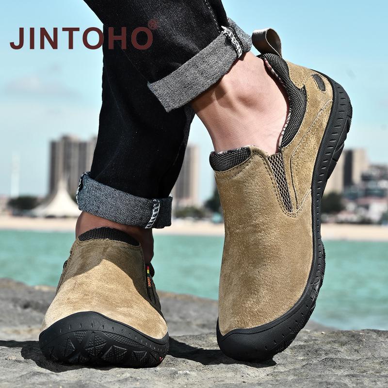JINTOHO حذاء رجالي جلد طبيعي مسطح للمقاسات الكبيرة — صورة 5