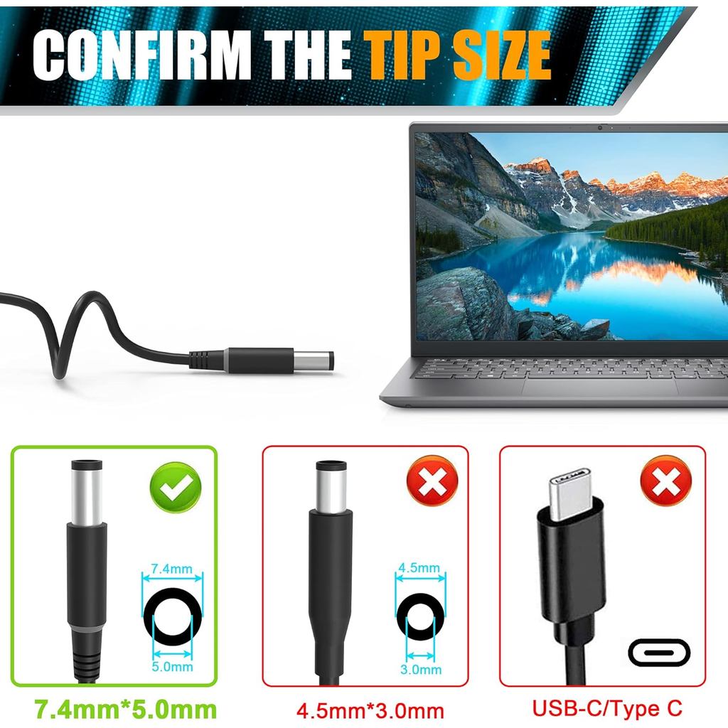 Replacement for Dell 130W 7.4mm Tip AC Adapter Charger PA-4E LA130PM121 DA130PE1-00 JU012 CM161 Insp