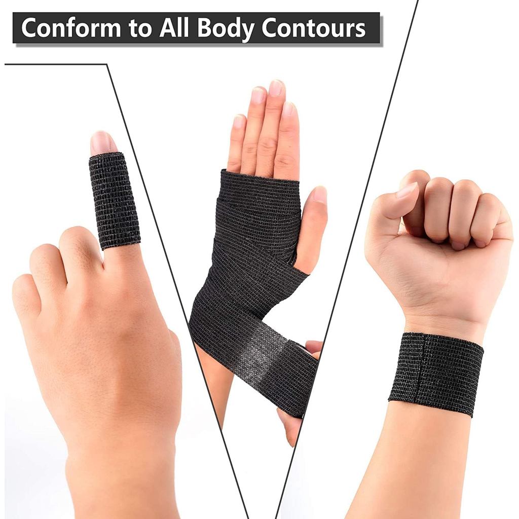 12 Pack Self Adherent Cohesive Wrap Bandages 2 Inches X 5 Yards, First Aid Tape, Elastic Self Adhesi