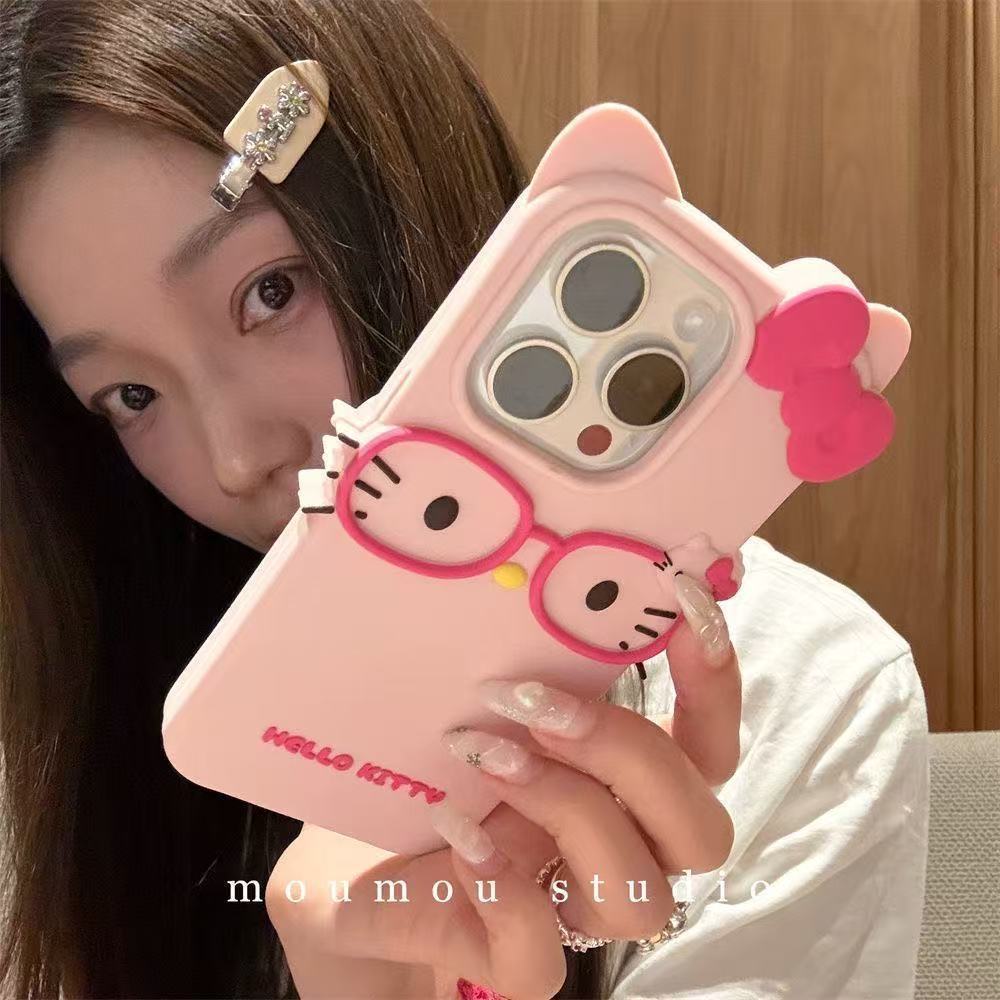 แว่นตา KT Cat Apple xr/xsmax เคสโทรศัพท์ 13/12mini หญิง 4th Generation 5se678 Soft141516พลัส พลัส พล