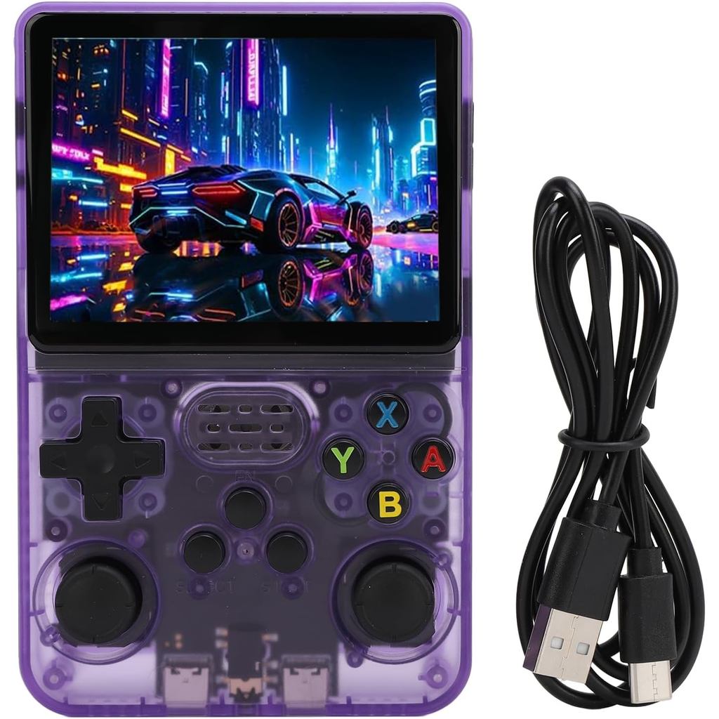 R36S Retro-Handheld-Spieelkonsole, 3,5-Zol-IPS-Bildschirm Videospielkonsole, Dual 3D Rocker, Hand-Em