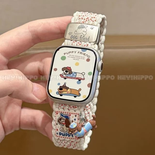 Dachshund จี้ออกแบบใช้งานร่วมกับ iWatch 11/SE3/10/9/8/7/6/5/4/3/2/1 ทอแม่เหล็ก Clasp Band เหมาะกับ 49/46/45/44/42/41/40/38 มม.