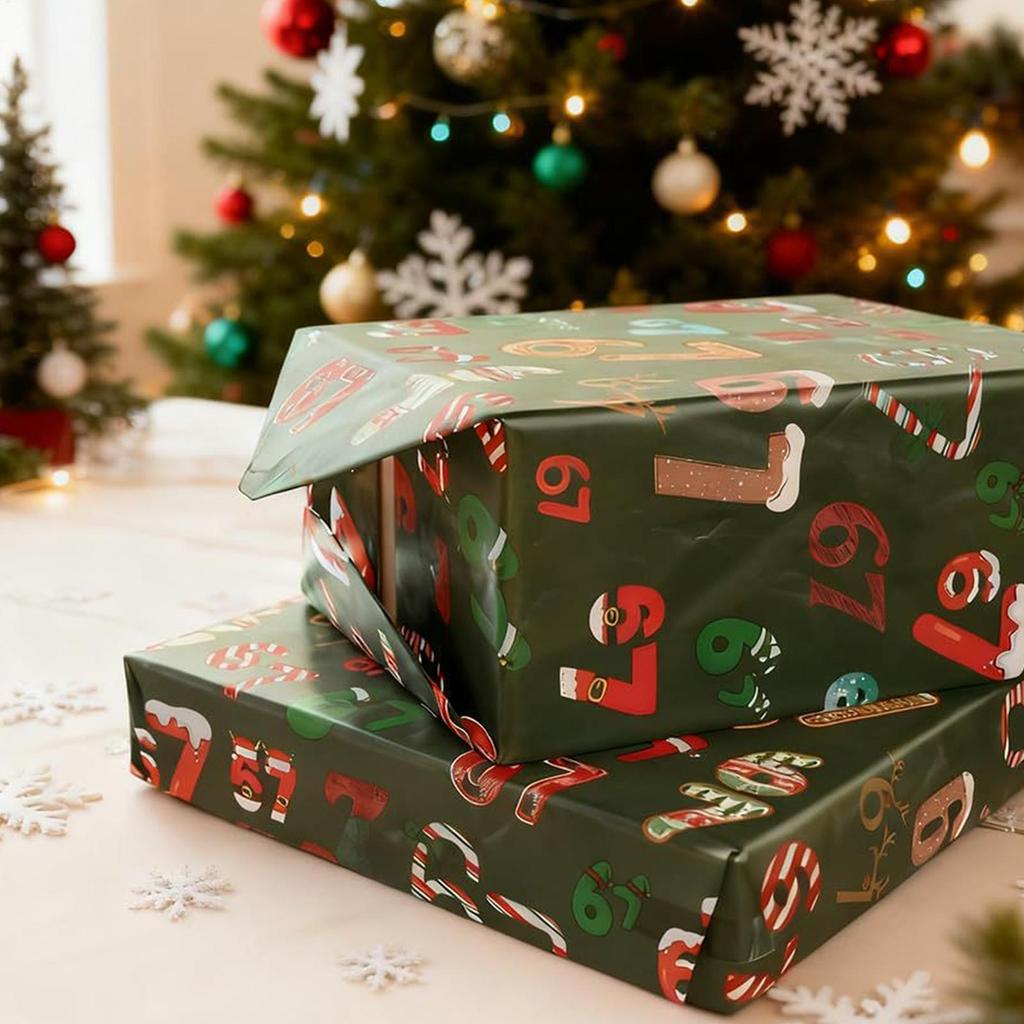 67 รูปแบบ Meme คริสต์มาสห่อ Creative Xmas Series กระดาษห่อ Party บรรจุภัณฑ์กระดาษ faotymy