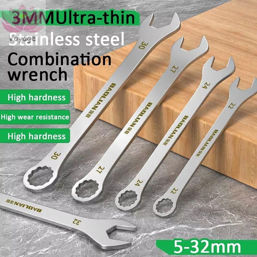VOYAGER 1 ชิ้น Ultra-thin ประแจปลายเปิด, 5-32 มิลลิเมตรหนา 3 มิลลิเมตร Ratchet Spanner, ทนทาน Multi-