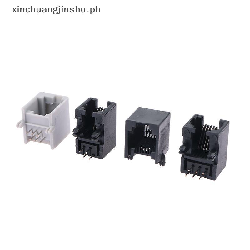 XIN 10PCS RJ11 โทรศัพท์ซ็อกเก็ตโค้ง Pin 95001 4P4C 6P6C 6P4C หญิงแจ็ค Pcb Connector โทรศัพท์ซ็อกเก็ต