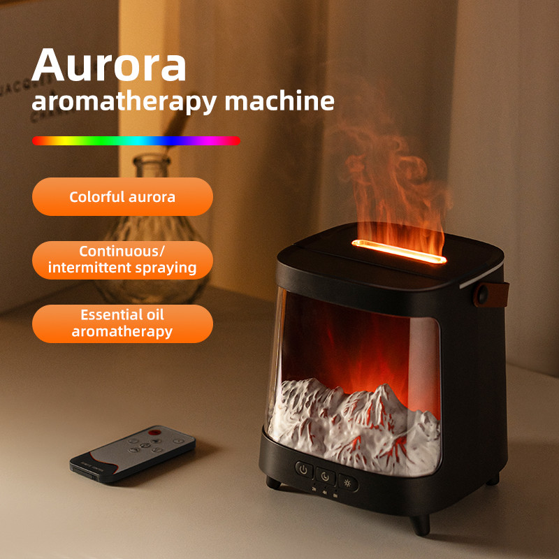D631 Aurora Flame Humidifier เครื่องกระจายน้ำมันหอมระเหย 200 มล. ไฟ LED รีโมทคอนโทรล