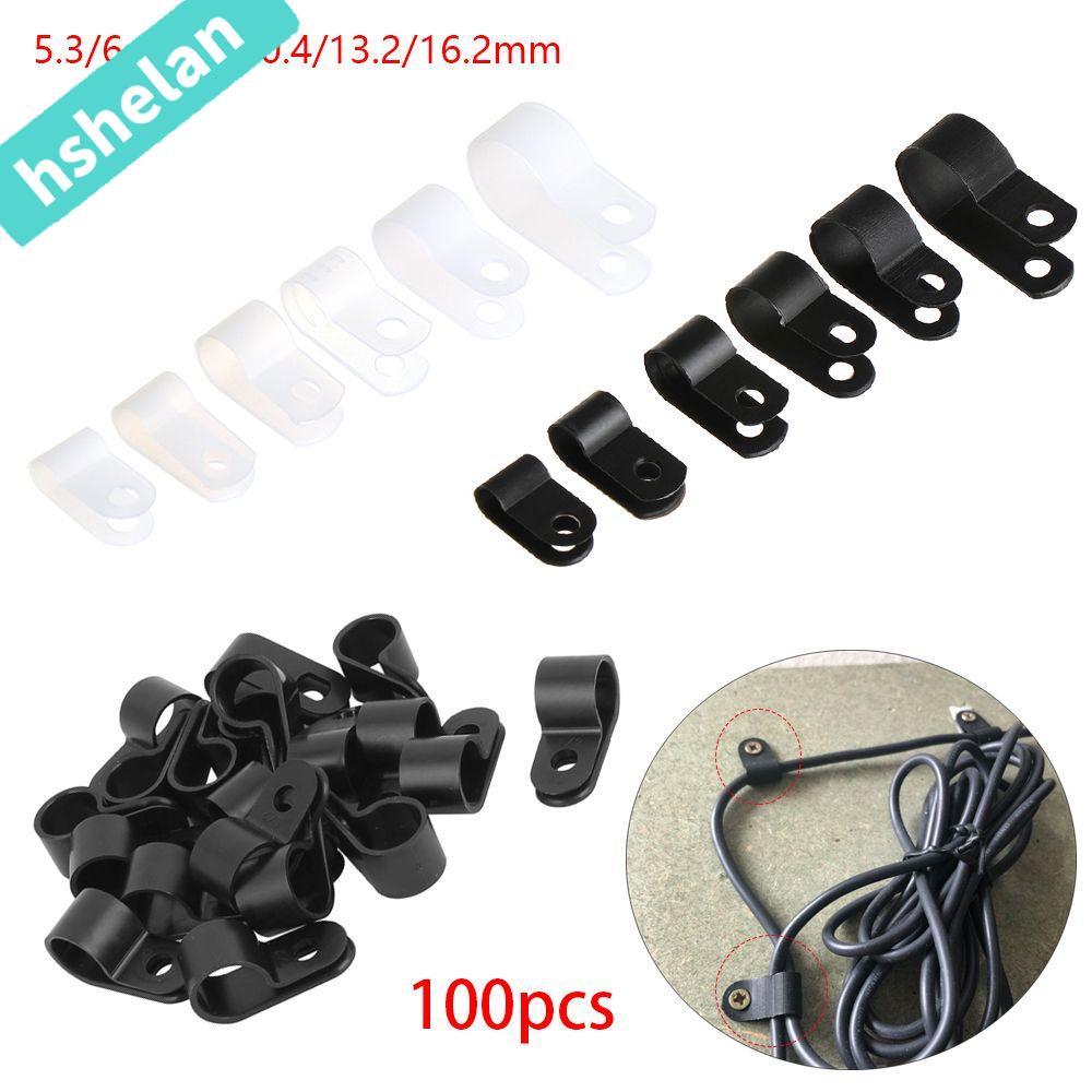 HSHELANF6 100 ชิ้น R-Type คลิปฮาร์ดแวร์ขายร้อนคุณภาพสูงท่อโลหะยึด Fix