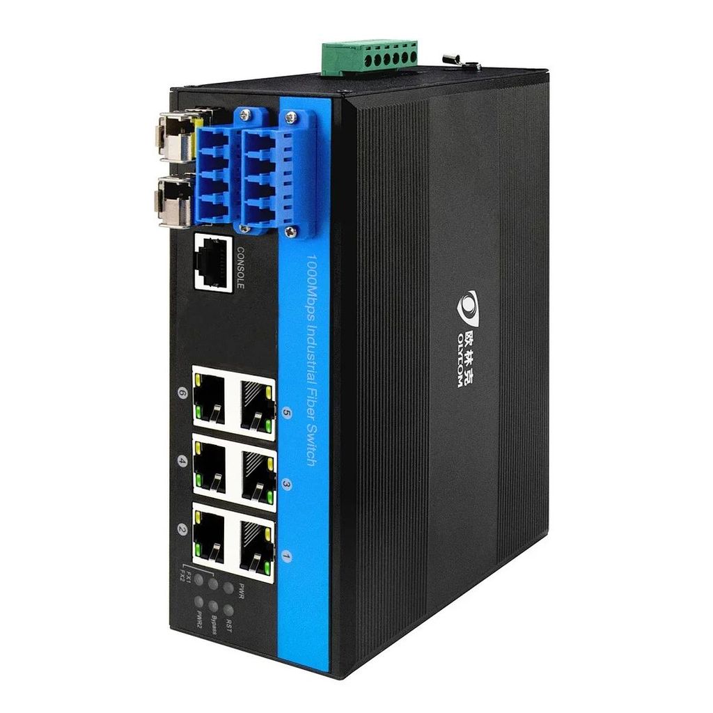 Original 8 พอร์ต L2 แหวน Vlan Gigabit Ethernet 1G/2.5G ไฟเบอร์สวิตช์บายพาสพร้อมกันอุตสาหกรรม