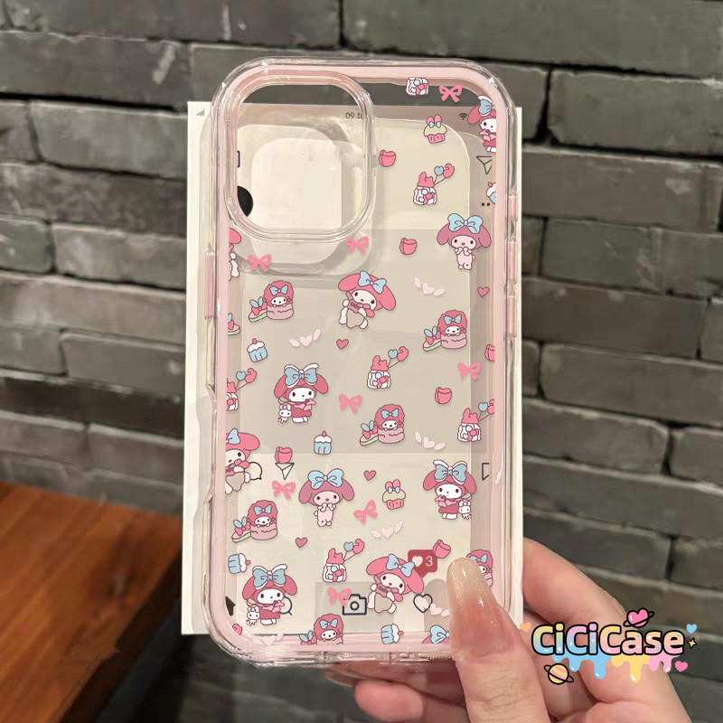 เคสไอโฟน 17 16 สำหรับ iPhone 11 16 17 15 13 12 Pro Max 17AIR 16 15 14 Plus ปกอ่อน ลายการ์ตูน เมโลดี้ 2 in 1