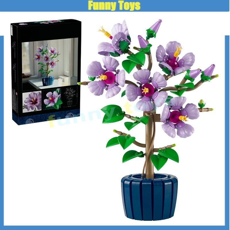 10372,Hibiscus,Building Blocks Botanical Collection Creator ของขวัญของเล่นสําหรับเด็กผู้หญิง