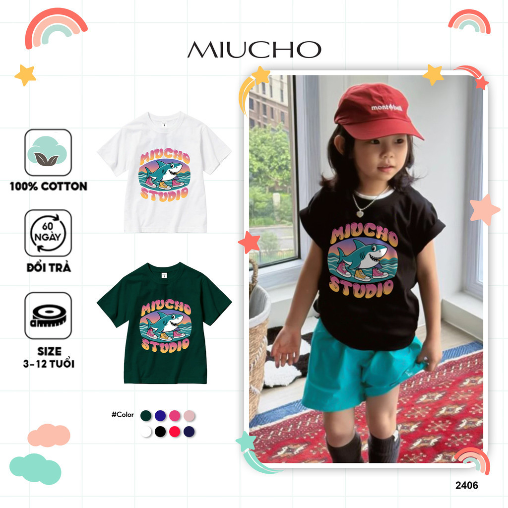EED2406 Miucho Kid เสื้อยืดเด็ก สไตล์สตรีท ผ้าคอตตอนเท่ๆ พิมพ์ลายผสม