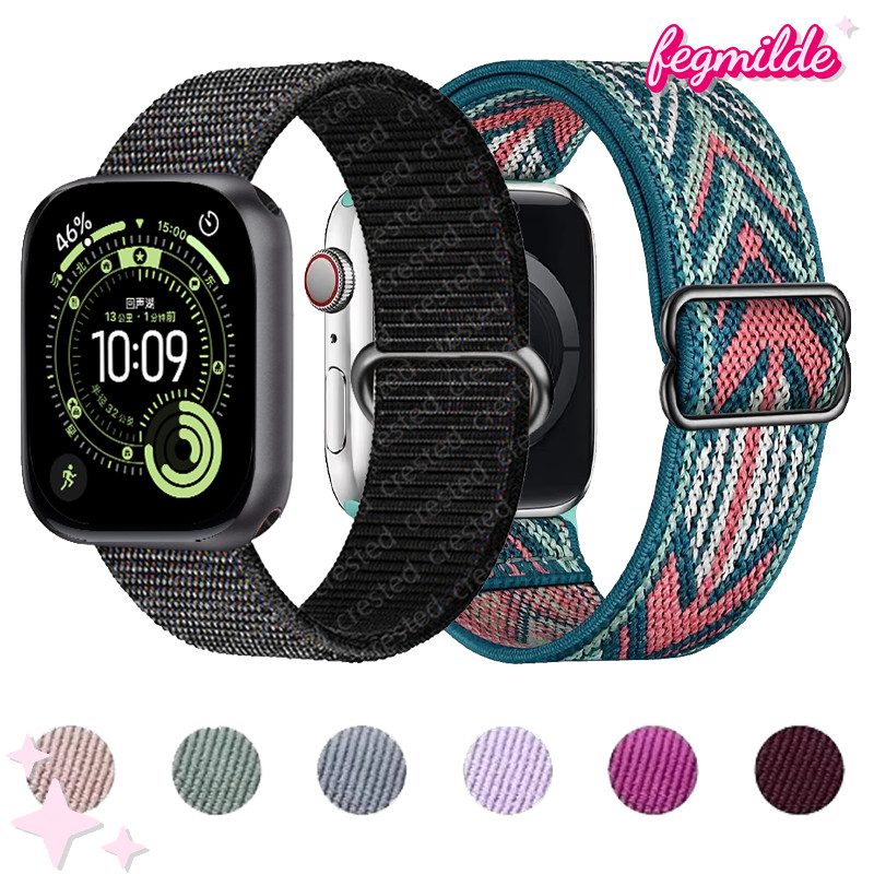 อุปกรณ์สายไนลอนและสายรัดยาง for IWatch Ultra 4 SE 3 2 Series 12 11 10 9 8 7 6 5 4 3 49มม 46มม 45 44 42 41 40 38มม