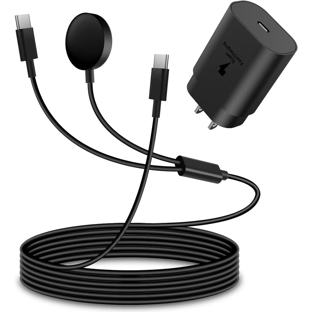2 in1 Samsung Watch Charger,25W USB C Fast Charger ใช้งานร่วมกับ Galaxy Watch 8/7/6/6 Classic/5 Pro/