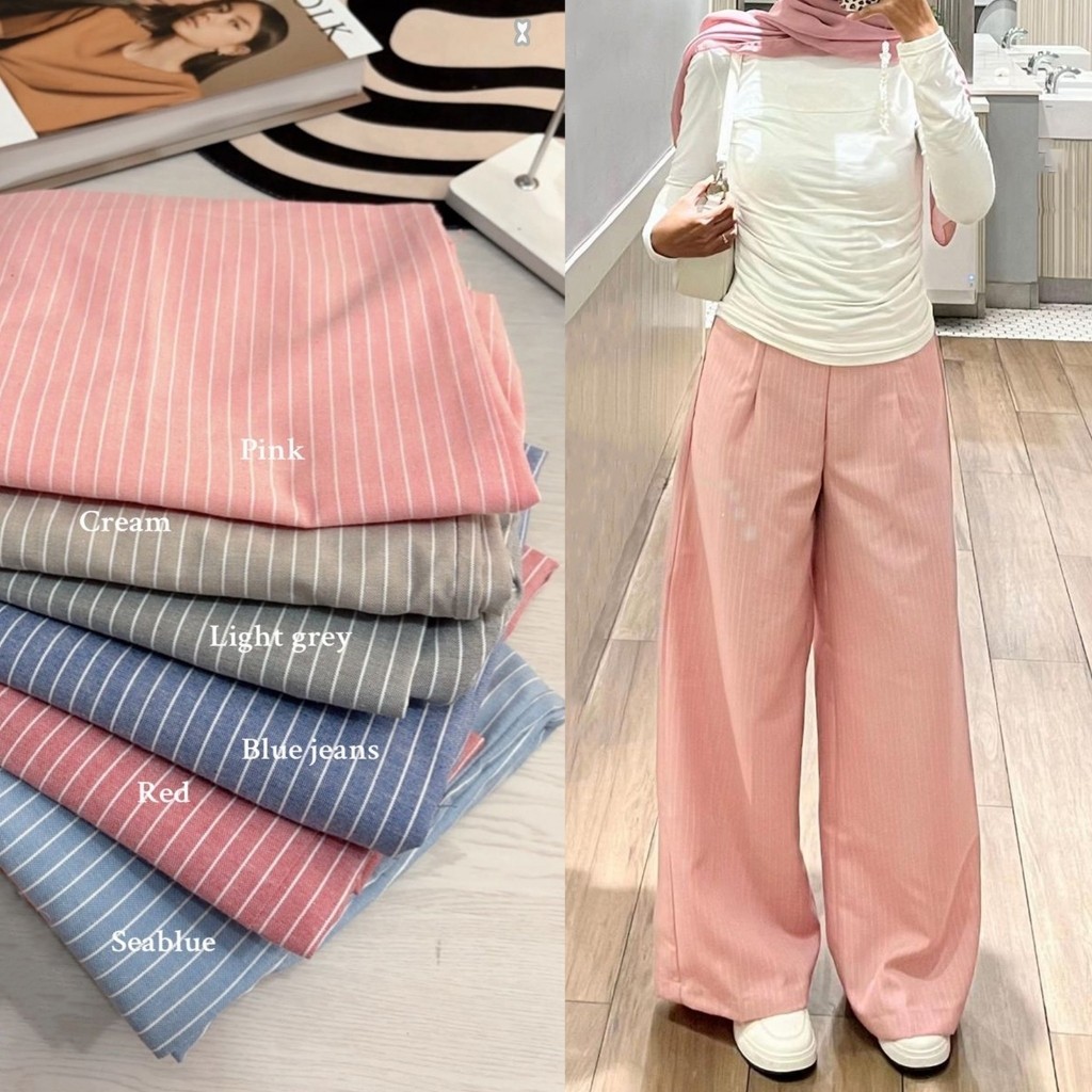 DOLLAR - ZJD BEAUTIFUL STRIPED VEDA PANTS สําหรับผู้หญิง น่ารัก LATEST, FULL RUBBER WAIST / CITY PAN