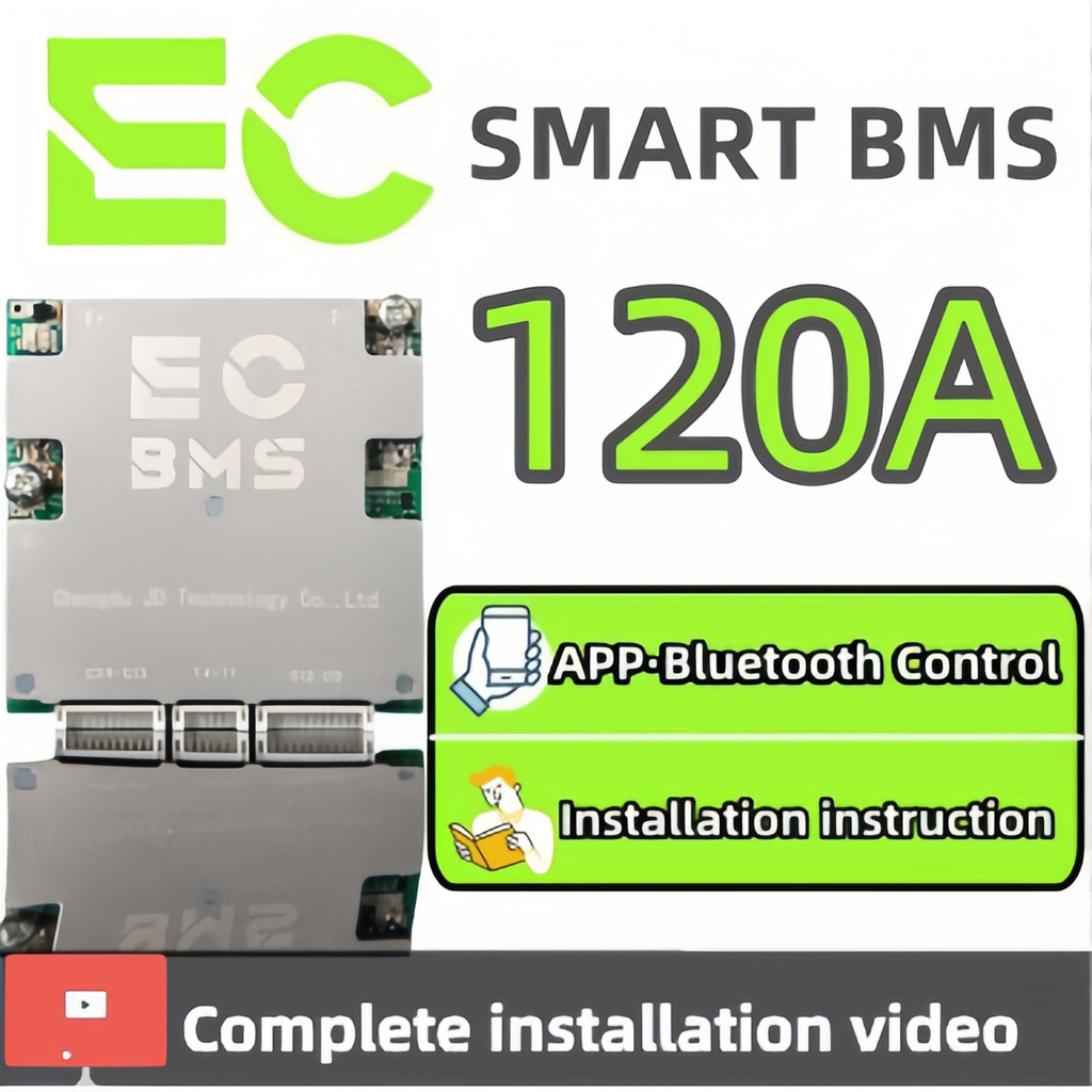 ECBMS Smart BMS 3S-4S LiFePO4 12V Bluetooth CAN 30-60A สำหรับ DIY พาวเวอร์แบงก์