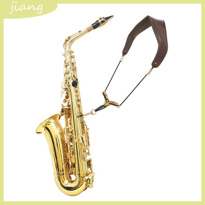 JN แซ็กโซโฟนสายแซ็กโซโฟนสายคล้องคอนุ่มหนัง PU เบาะเหมาะสําหรับ Alto Tenor Soprano Clarinet Oboe Sax