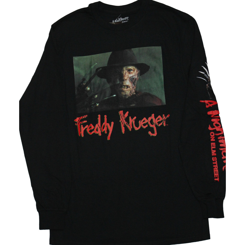 เสื้อยืด Elm Street Nightmare แขนยาว ลาย Freddy Krueger ผ้าฝ้าย 100%